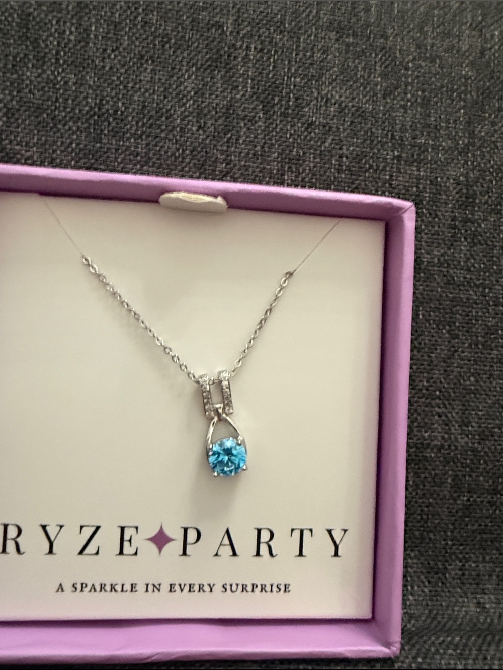 Ryze Party .925 Sterling Silver Blue Crystal Pendant Necklace